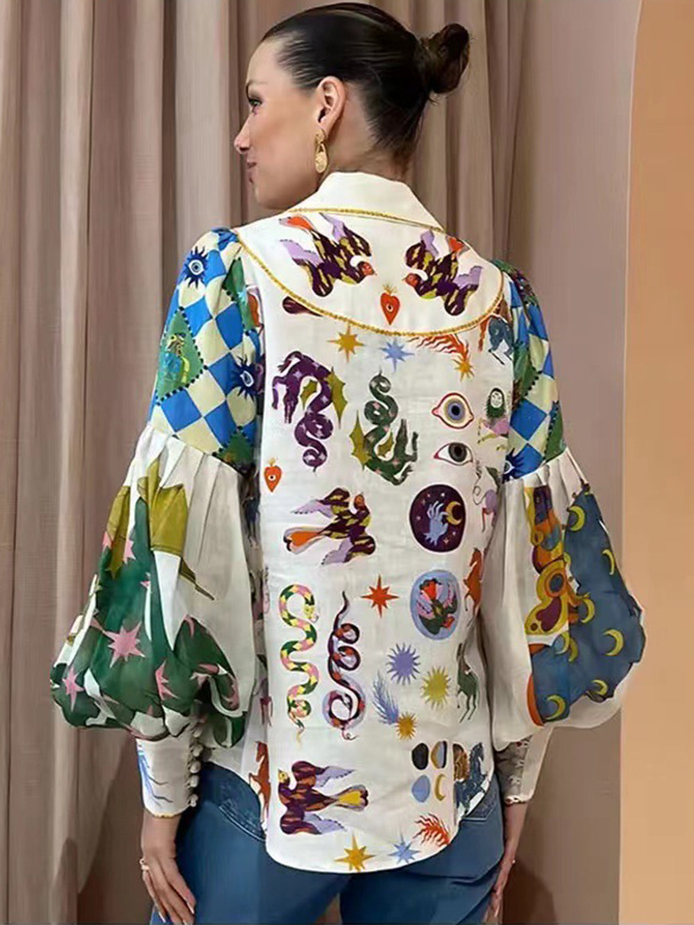 Rebel Graffiti Lantern Sleeve Shirt
