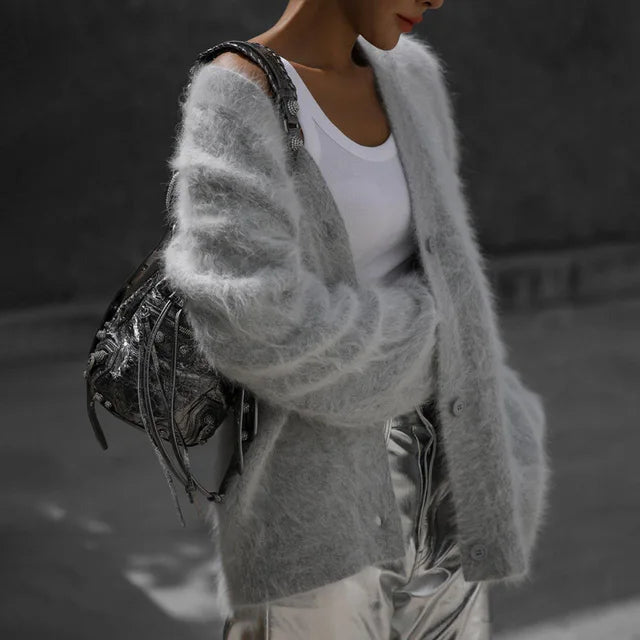 Knitted Cardigan Women V Nekc Loose Long Sleeve Casual Sweater Female 2025 Autumn Winter New Fashion Cardigans Ladies