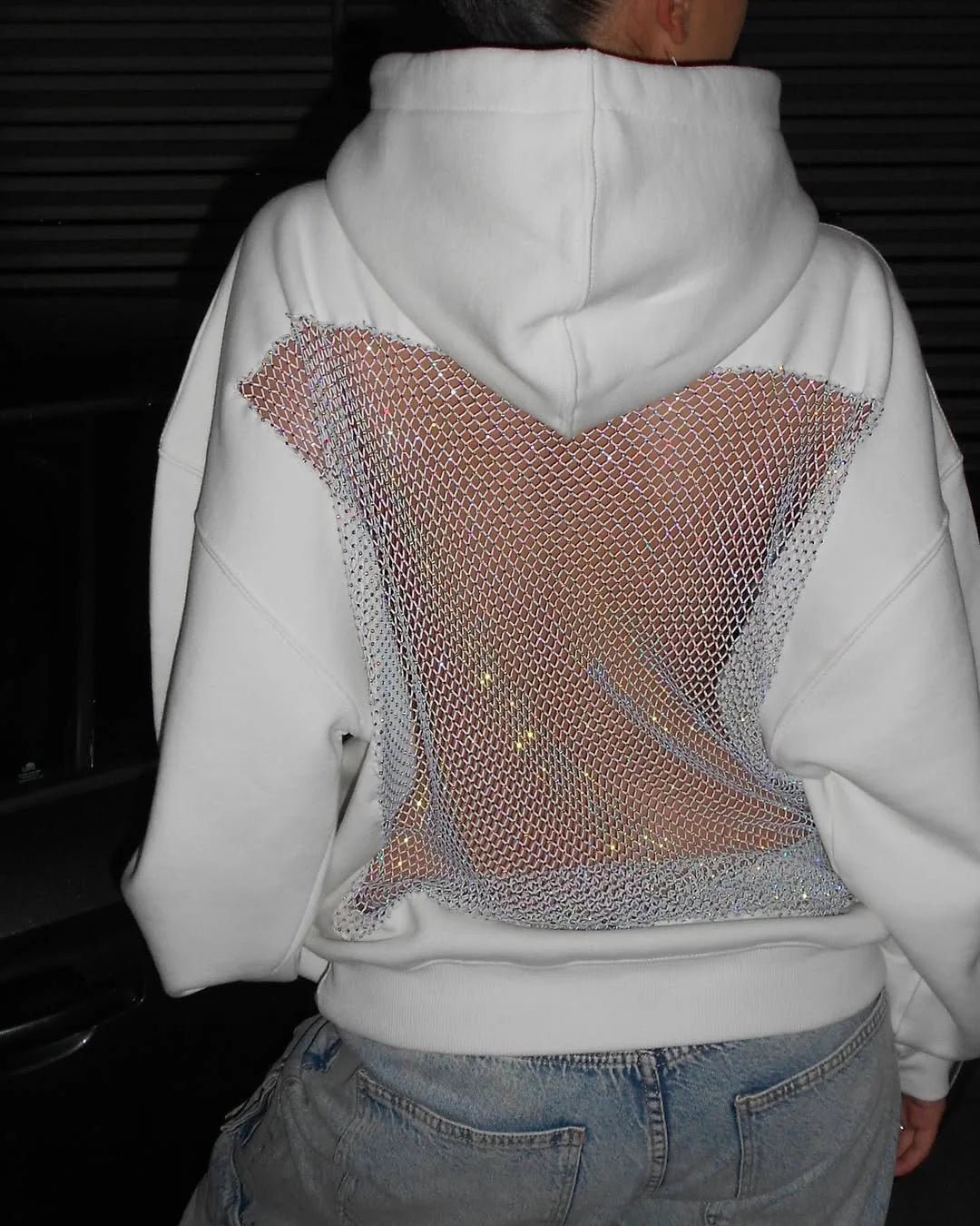 Luna Rhinestone Mesh Hoodie