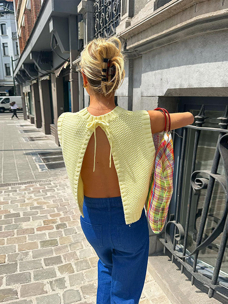 Amy Cardigan Knitted Backless Top