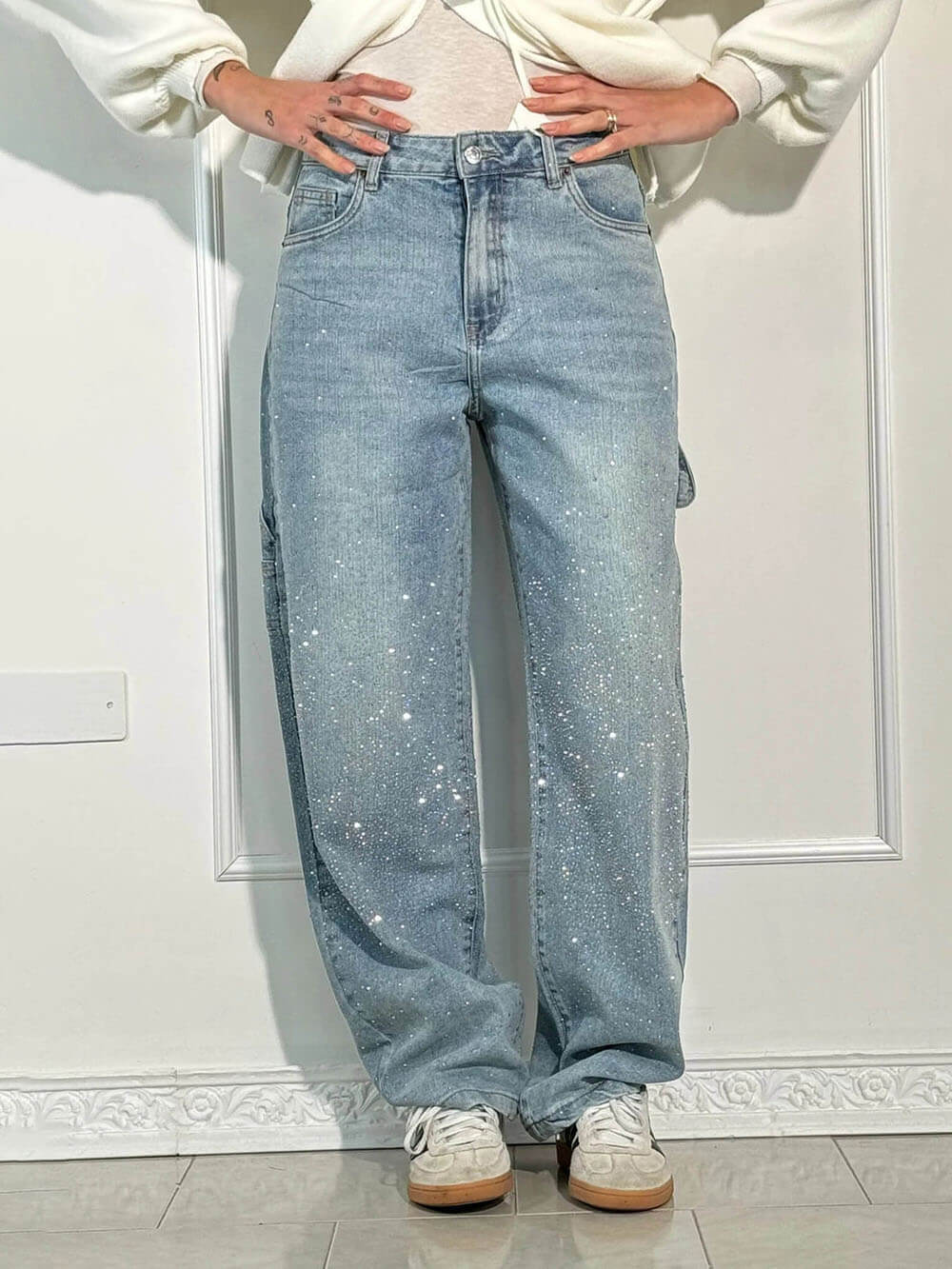 Classic Fashion Balloon Carpenter Shine Denim Jeans