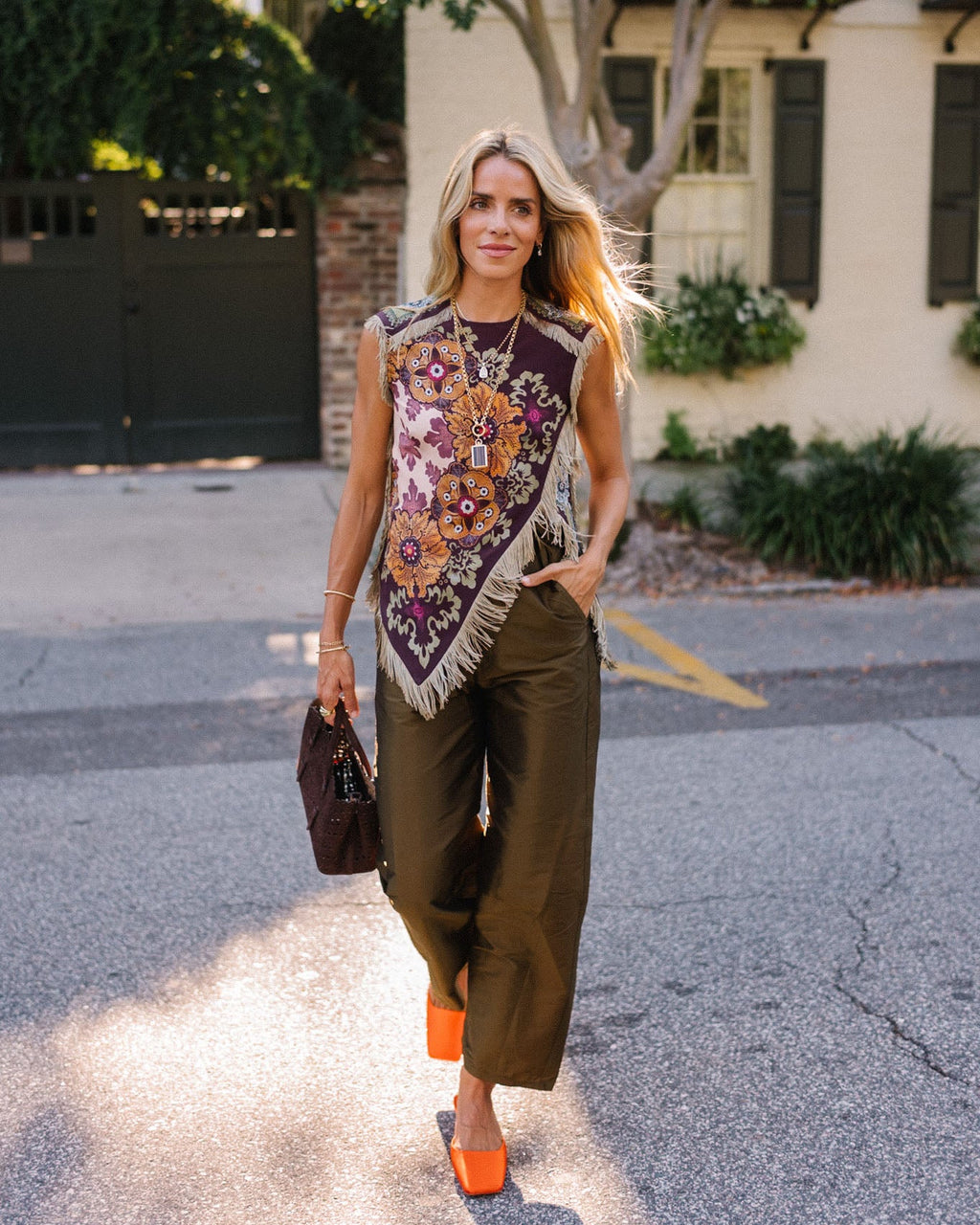 Foulard Effect Fringe Top