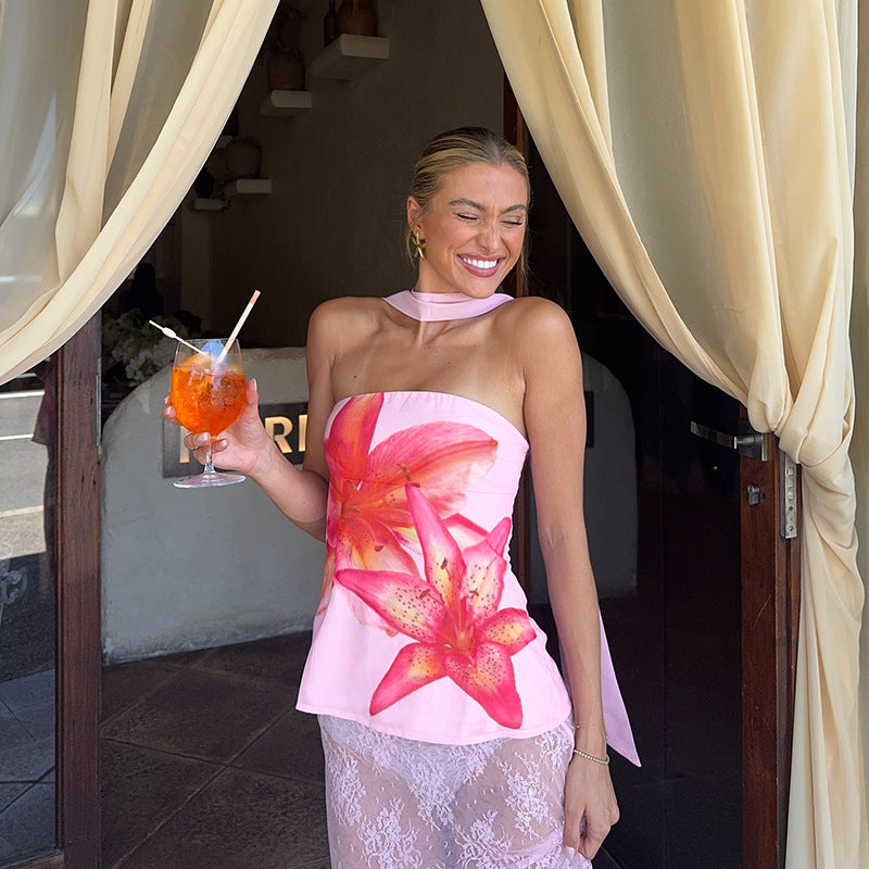 Ariah Floral Sleeveless Top with Scarf