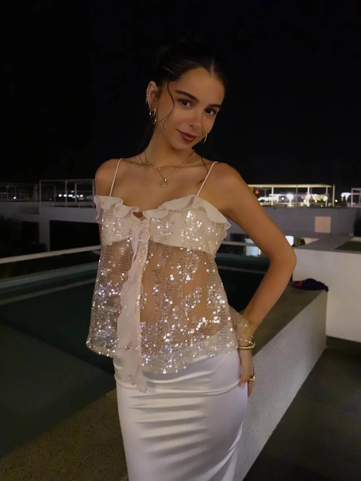 Clarissa Sequin Halter Top