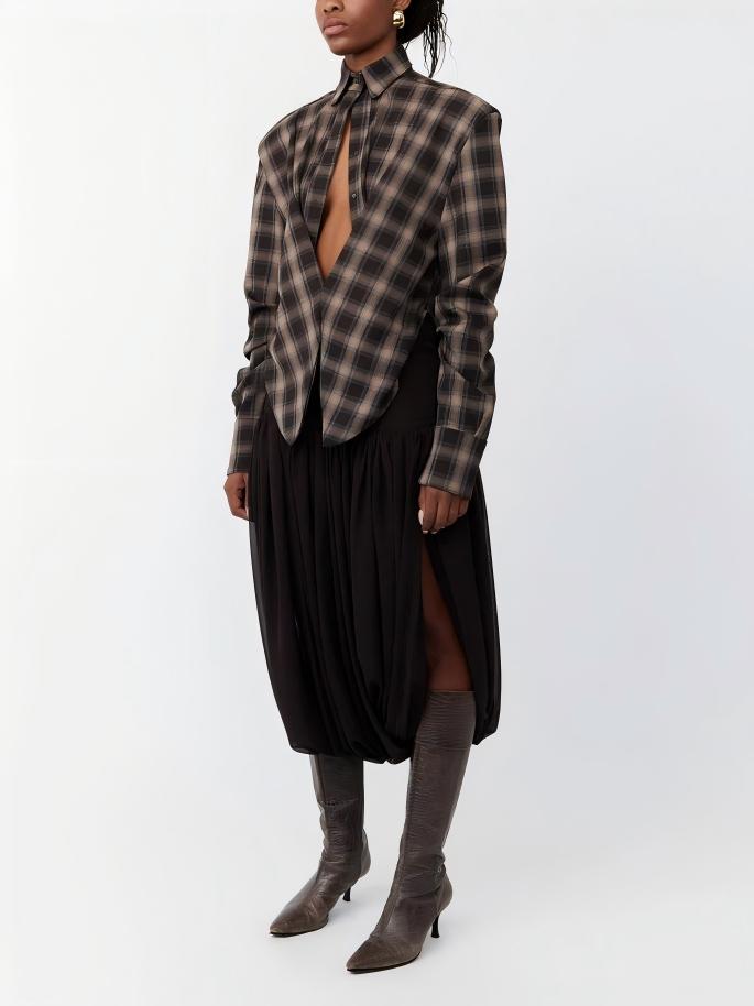 Nomad Plaid Button-Down Blouse